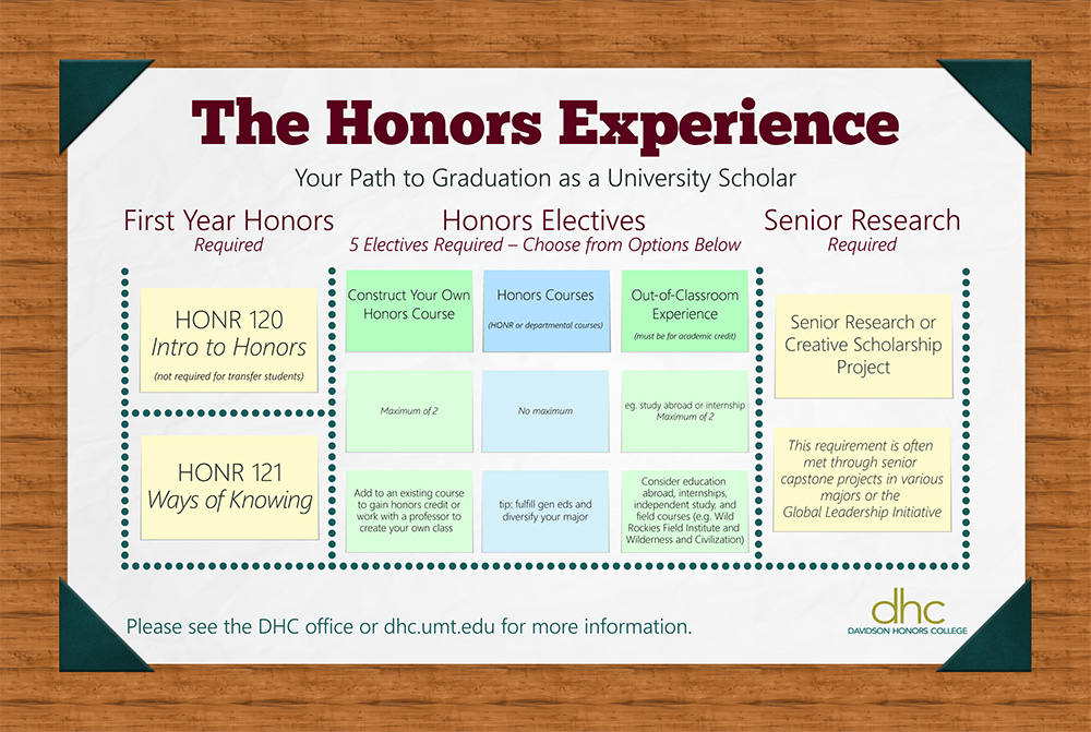 graphic of the Davidson Honors Expereince and graduation requirements