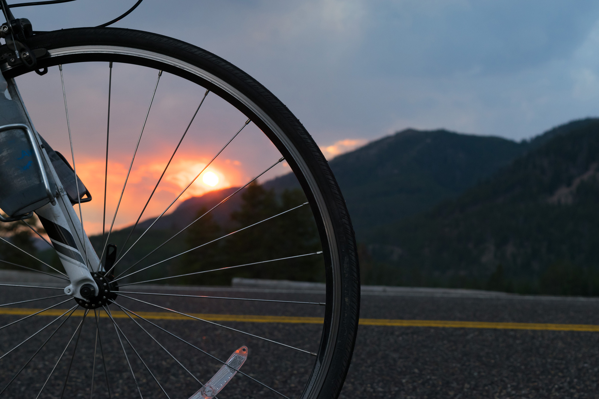 bike wheel in Yellowstone National Park